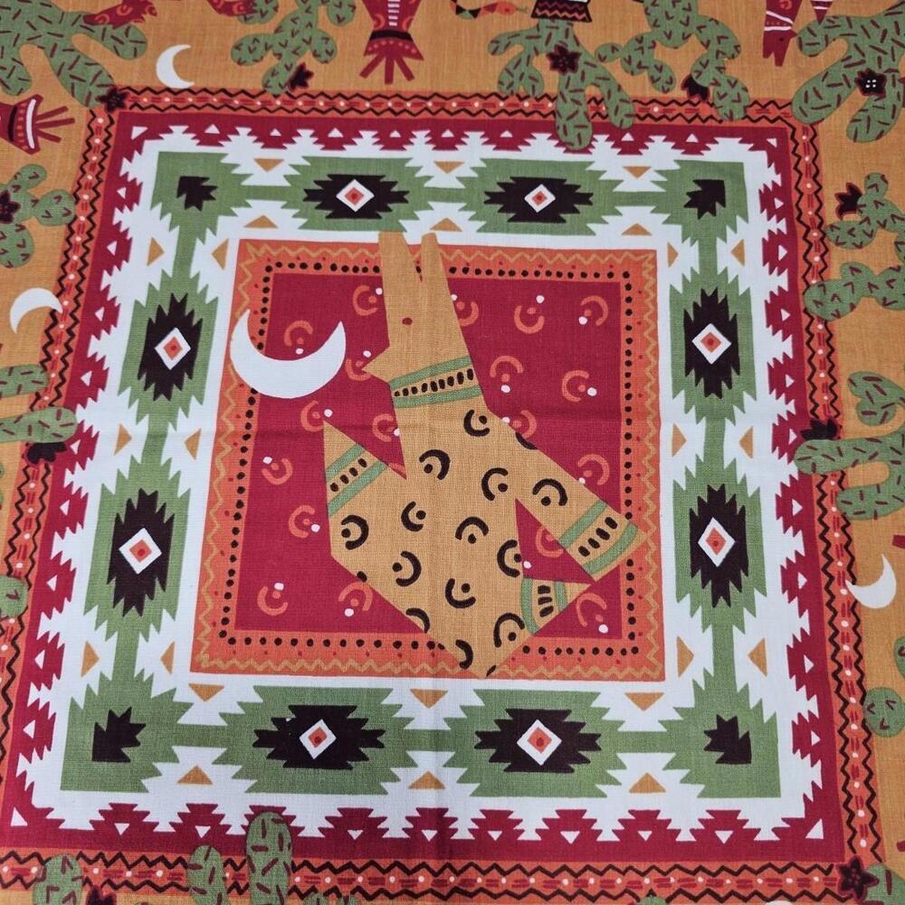 Springs Bandana Southwestern Wolf Teepee Cactus RN16463 21x21 Vtg Made In USA - Picture 4 of 6